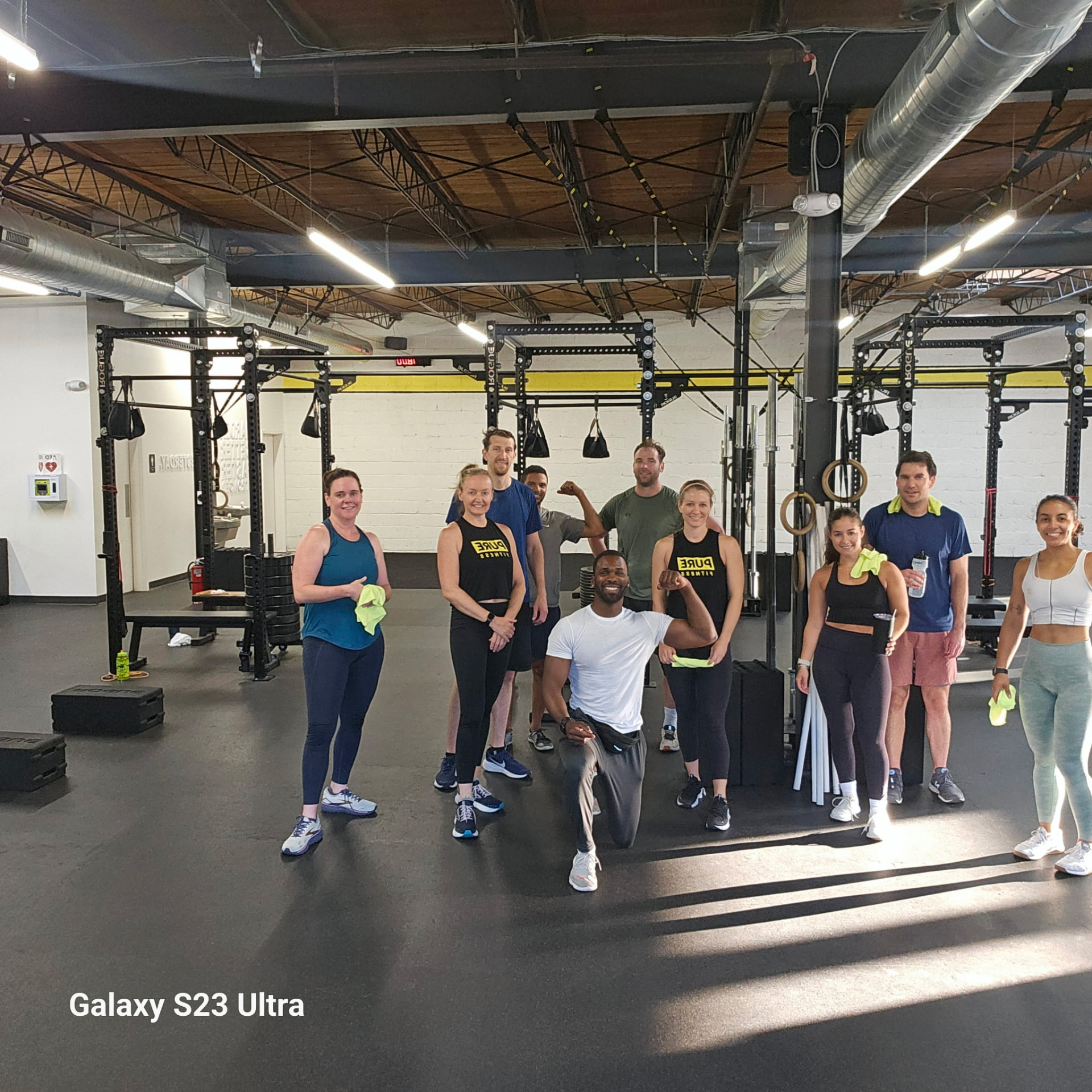Steve Miller with a full group training class inside the gym