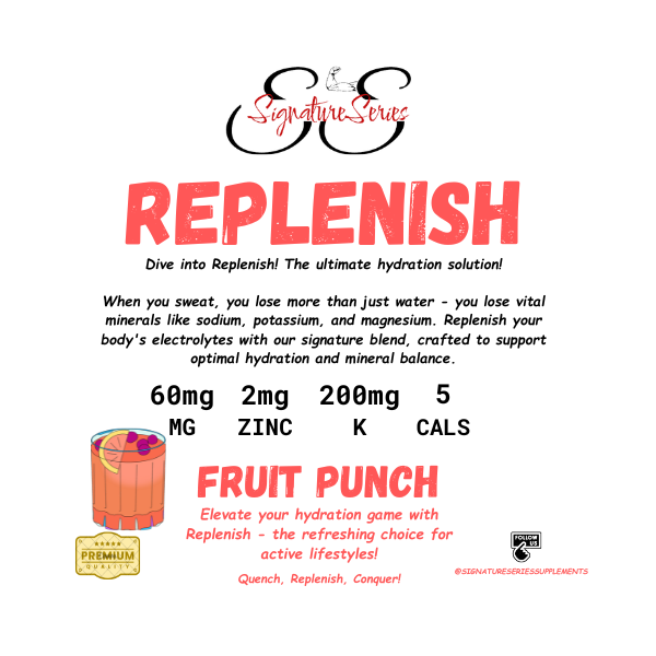 Signature Series Replenish Fruit Punch bottle label