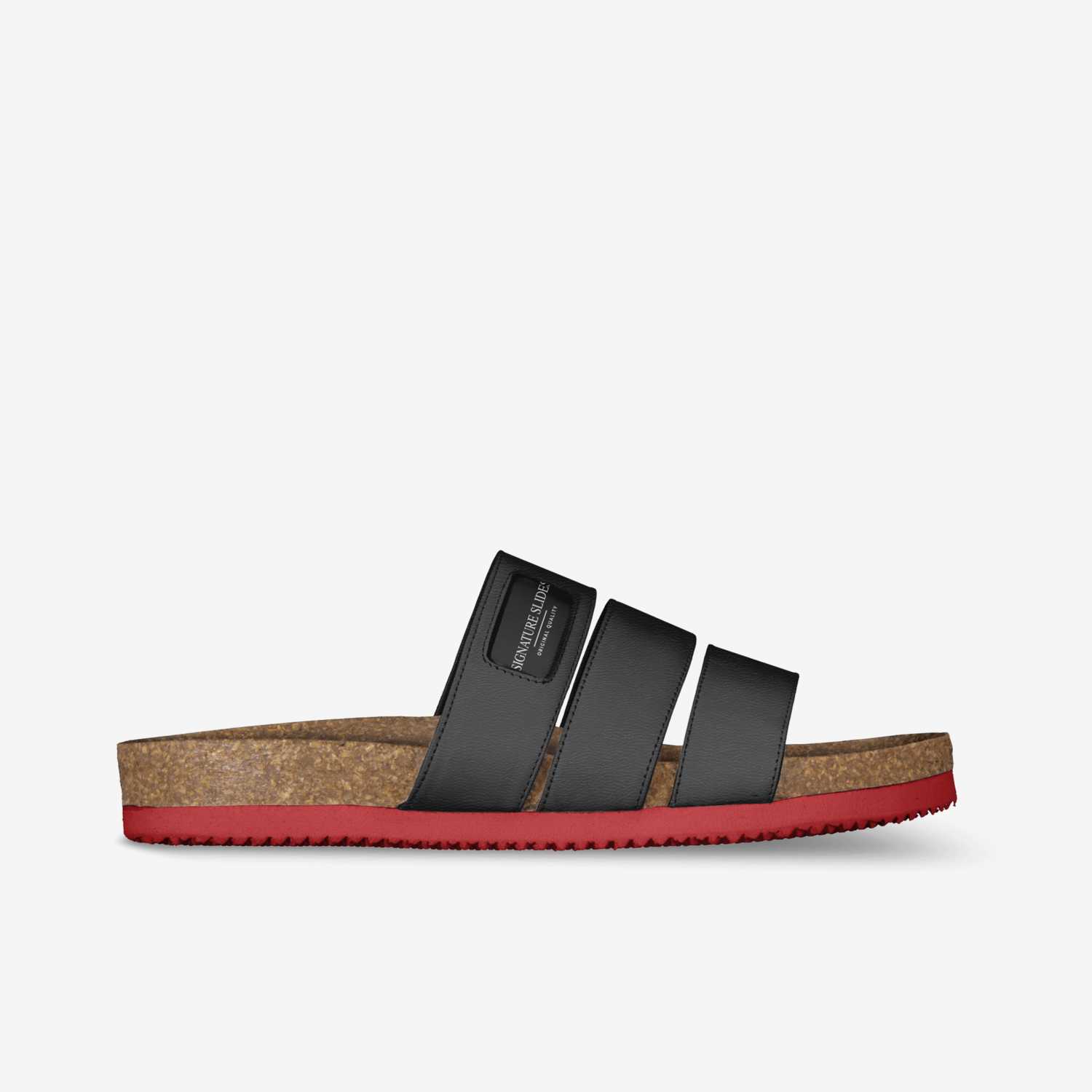 Signature Slides — Black / Cork / Red Sole